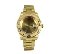 YELEMEABHB Cassa for orologio da 40 mm, cinturini in oro, zaffiro, adatta for Seiko NH35 NH36 NH70 8215 2824, lunetta nera Yacht, parti, bracciale Oyster, fibbia scorrevole Cassa dell'orologio(Brushed