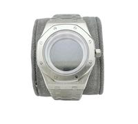 YELEMEABHB Cassa for orologio in argento da 41 mm, cinturino for fibbia a farfalla, fondo trasparente, accessori PVD adatti for Asp Royal Oaks NH35/36. Cassa dell'orologio(Case Strap)