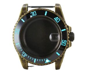 YELEMEABHB Cassa impermeabile in bronzo retrò da 40 mm, vetro zaffiro for movimento automatico NH35 NH36 NH34NH38, lunetta in ceramica C3 SUB Cassa dell'orologio(Solid Bottom Cover 1)