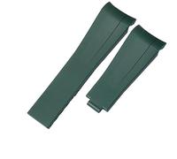 YELEMEABHB Cinturino in gomma for orologio adatto for Rolex da 20 mm a 21 mm, cinturino in silicone impermeabile, nero e blu for estremità curva. Cinturino per orologio(Green no clasp,21mm)