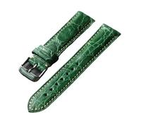 YELEMEABHB Cinturino in vera pelle di coccodrillo verde fatto a mano da 20 mm e 22 mm, cinturino vintage in vera pelle di taglia S/M for motivo a giardino. Cinturino per orologio(Silver buckle,18mm)