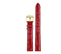 YELEMEABHB In vera pelle for Casio LTP-V007L/1208/LTH-1060/4048 for bracciale da donna, rosso, 14 mm Cinturino per orologio(Red gold clasp)