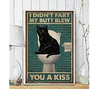 Yelenacca Black Cat I Didn't Fart My Butt Blew You A Kiss Bagno Toilette Parete Toilette Divertente Regalo Amante Gatto Simpatico Regalo Proprietario di Gatti Retro Metallo Targa 20,3 x 30,5 cm