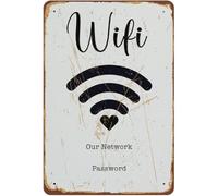 Yelenacca Cartello in alluminio con scritta WiFi Password, targa per porta, per esterni, casa, grotta, garage, bar, country, club, decorazione da parete, retrò, in alluminio, 20,3 x 30,5 cm
