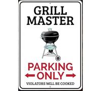 Yelenacca Cartello per parcheggio Grill Master, regalo per maestro della griglia, regalo per gli amanti della griglia, cartello per barbecue sul cortile, decorazione per garage, cartello in alluminio