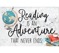 Yelenacca Classroom Rules Library Reading Posters, Reading Nook Decor English Classroom Decor Adventure Decor,The World is Yours Wall Art Metal Sign Metal Sign Targa Poster 20,3 x 30,5 cm