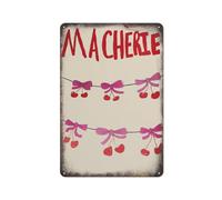 Yelenacca Poster con ciliegie rosse con scritta "Ma Cherie", decorazione da parete alla moda, decorazione da parete per la casa, in metallo, 20 x 30 cm