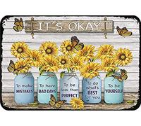 Yelenacca Poster decorativo da parete con girasole e scritta "It's Okay to Make Mistakes", in metallo, 20,3 x 30,5 cm
