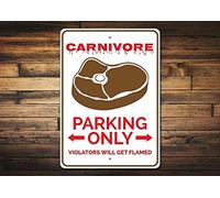 Yelenacca Regalo di carnivore, cartello di parcheggio carnivoro, regalo per amanti della carne, cartello carnivoro, decorazione per la grotta dell'uomo, cartello per amanti della carne, targa in