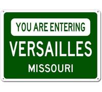 Yelenacca Targa in metallo con scritta in inglese "You are Entering Versailles, Missouri City", resistente, vintage, retrò, in alluminio, per decorazione da parete, 20,3 x 30,5 cm