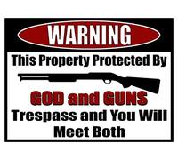 Yelenacca Targa in metallo retrò con scritta "Warning Home Protected by God and Guns", 20,3 x 30,5 cm