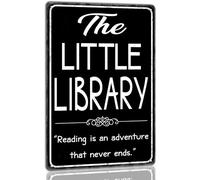 Yelenacca The Little Library Sign Library a tema retrò metallo latta segni casa biblioteca sala lettura decorazione da parete poster novità targa in metallo retrò metallo latta segno 20,3 x 30,5 cm