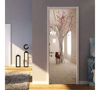 Yelilad Adesivi per Porte Interne 3D Moderno Creativo Floreale Albero Parete Soggiorno Sala da Pranzo Carta da Parati Romantico complementi arredo casa Pasta PVC Impermeabile 95x215 cm