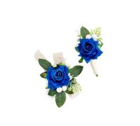 Yelinart Set di bouquet e fiore all'occhiello con rose blu reale per matrimoni, balli di fine anno, ritorno a casa, uomini, sposo, testimoni dello sposo, fiori d'artificia, fiore all'occhiello e