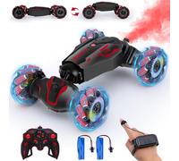 Yellcetoy Macchina Telecomandata con Musica e Luce, 2.4GHz 4WD Auto Telecomandata Spray Drift Car RC Stunt Car Regalo per Bambini 6 7 8 9 10 11 12 anni Rosso