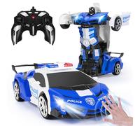 Yellcetoy Polizia Macchina Telecomandata Transform Giocattoli, Auto Robot con Gesti della Mano Sening Luce lampeggiante Musica ed Effetto Sonoro, 2,4G RC Car con Batterie Regalo per Ragazzi 3-10 Anni
