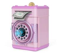 Yellcetoy Salvadanaio Elettronico per Bambini, Timone Cassaforte con Codice di Sicurezza e Musica, Compleanno Regali di Natale per Ragazze 3 4 5 6 7+ anni Rosa