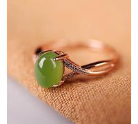 Yellcn Anello Regolabile in Giada Naturale - Uovo Rotondo Con Apertura, Stile Retrò, Fascino Nicchia, Artigianato di Marca Femminile (Colore Gemma: Verde, Taglia: Regolabile)