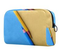 Yello and Blue - Astuccio per cosmetici da donna, per articoli da toeletta da viaggio, grande, pratico, con cerniera, Multi, 18.5x7.5x13cm/7.3x3x5.1in, Beauty case