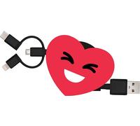 YELLO KOKO YKCABLESUZYHEART - Cavo Suzy A/mUSB+USBC+MFI 2,4A 1 m cuore