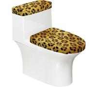Yello - Set di 2 copriwater elastici con stampa leopardata e copriwater per bagno, morbidi e lavabili, decorazione per WC a forma di U