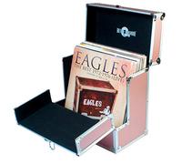 Yellodoor Retrò Musica - Custodia in alluminio con patta pieghevole anteriore per vinili a 33 giri, facilita l'accesso ai tuoi vinili rosa oro