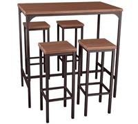 yelloo Mod. FIRENZE Set TAVOLO BAR Rettangolare Alto Grande Spazioso e 4 SGABELLI Marrone Tavolo 110x66xH110 adatto da esterno sotto gazebo tenda terrazza