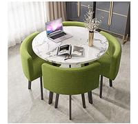 Yellow 5Piece Round Dining Table Set for 4Stylish Kitchen with Upholstered Chairs Perfect Small Spaces Modern Room & Restaurant Furniture (Green 90 cm)