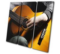 Yellow Acoustic Guitar Player Musical TREBLE TELA parete arte foto stampa