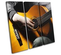 Yellow Acoustic Guitar Player Musical TREBLE TELA parete arte foto stampa