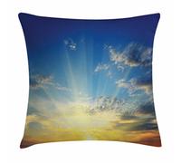 Yellow And Blue, Beaming Sun Above The Horizon Sky Sunrise Serene Morning Federe Copricuscino Decorativi Decorativi Federa Comodo Federe De Cuscini per Giardini Terrazza Divano 45X45Cm