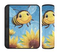 Yellow Bee Happy - Confezione da 2 cuscinetti per seggiolino auto, per maggiore comfort di guida, per zaino, per la maggior parte delle auto e aerei, 25,4 x 19,6 cm