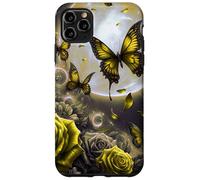 Yellow Butterfly Design Cute Floral Print Rose Flower Galaxy Custodia per iPhone 11 Pro Max