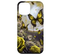Yellow Butterfly Design Cute Floral Print Rose Flower Galaxy Custodia per iPhone 12 mini