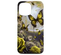 Yellow Butterfly Design Cute Floral Print Rose Flower Galaxy Custodia per iPhone 13 Pro Max