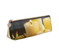 Yellow Butterfly With White Candles Astucci Con Cerniera Astuccio Per Penne Triangolare Portamatite Matita Per Adulti Studenti Casa