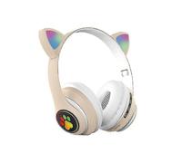 (Yellow) Cat Ear Gaming Headphone Wireless 3.5mm Bt-compatible Headset With Mic For Kids