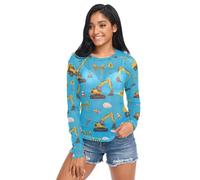 Yellow Construction Vehicles - Maglia a rete a maniche lunghe, taglie S-XXL, Veicoli da costruzione gialli, L