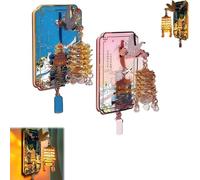 Yellow Crane Tower Luminous Lantern Refrigerator Magnet,3D Landmark Souvenir Fridge Ornament,Cultural Scenic Gift, Souvenir & Holiday Decor,for Travel Collectors and Home Kitchen (Pink+Blue)
