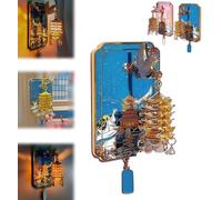 Yellow Crane Tower Luminous Lantern Refrigerator Magnet, Metal 3D Landmark Souvenir, LED Chinese Architecture Fridge Decoration for Travel Collectors and Home Kitchen