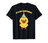 Yellow Duck Its My Birthday Party Hat Bday Ragazzi Ragazze Bambini Maglietta