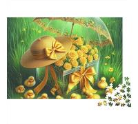 Yellow Duck Puzzle 1000 Pz Hat Duck Box in Cartone Spessore Anti-stress Per Bambini 12+ Riunioni Amici Regalo Interlocking Non Deformabile 38x26cm/1000pcs