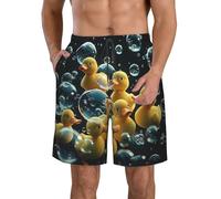 Yellow Ducks And Bubbles Cute Uomo Costume Uomo Mare Leggeri Shorts con Tasche Costume da Bagno per Spiaggia Vacanze Nuoto S