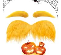 Yellow Eyebrows and Mustache | Halloween Fake Dress-Up Accessories - Novelty Party Mustache Beard Eyebrows,for Adults Men Women Photoshoot Party Carnival Easter Christmas Theater Stage