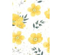 Yellow Flowers Buttercups and Leaves With Sprinkles 50 Watermark Blank Page Notebook/Journal