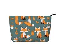 Yellow Fox - Trousse per trucchi in velluto a coste, versatile, con cerniera, per uso quotidiano e organizer da viaggio, Nero , Taglia unica