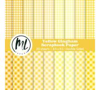 Yellow Gingham Scrapbook Paper Pad: Shades of Yellow Collage Papers, Summer Craft Paper for DIY Card Making, Scrapbooking, Junk Journaling, Mixed ... Arts and Crafts for Kids, 8.5 x 8.5 inch