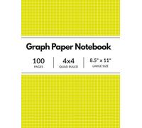 Yellow Graph Paper Notebook: Grid Compostion Book for Math, Science, Engineering Students / 4x4 Quad Ruled, 100 Pages, 8.5 x 11 (Large Sheets)