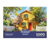 Yellow House with Clusters of Flowers Puzzle Giochi 1000 Pezzi Regalo Per Amore E Amico Arte Interesting Puzzle Adulti Foto 70x50cm/1000pcs