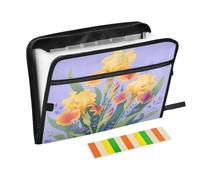Yellow Iris - Cartella portadocumenti espandibile con 13 tasche, con etichette, formato A4, con cerniera